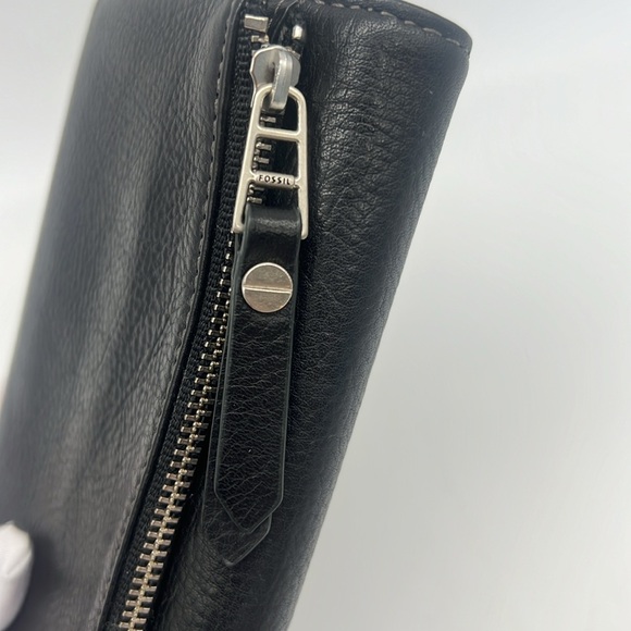 Fossil Issue No. 1954 Cowhide Leather Flap Clutch Wallet Black - Picture 4 of 15